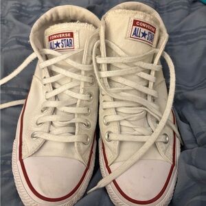 Converse All Star White Canvas Shoes with Red Trim